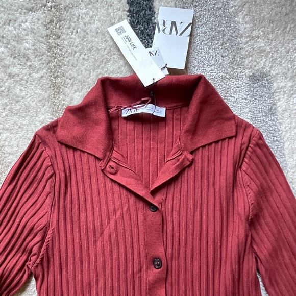 ✨ZARA Ribbed Collared Button Front Top✨ - Picture 3 of 4